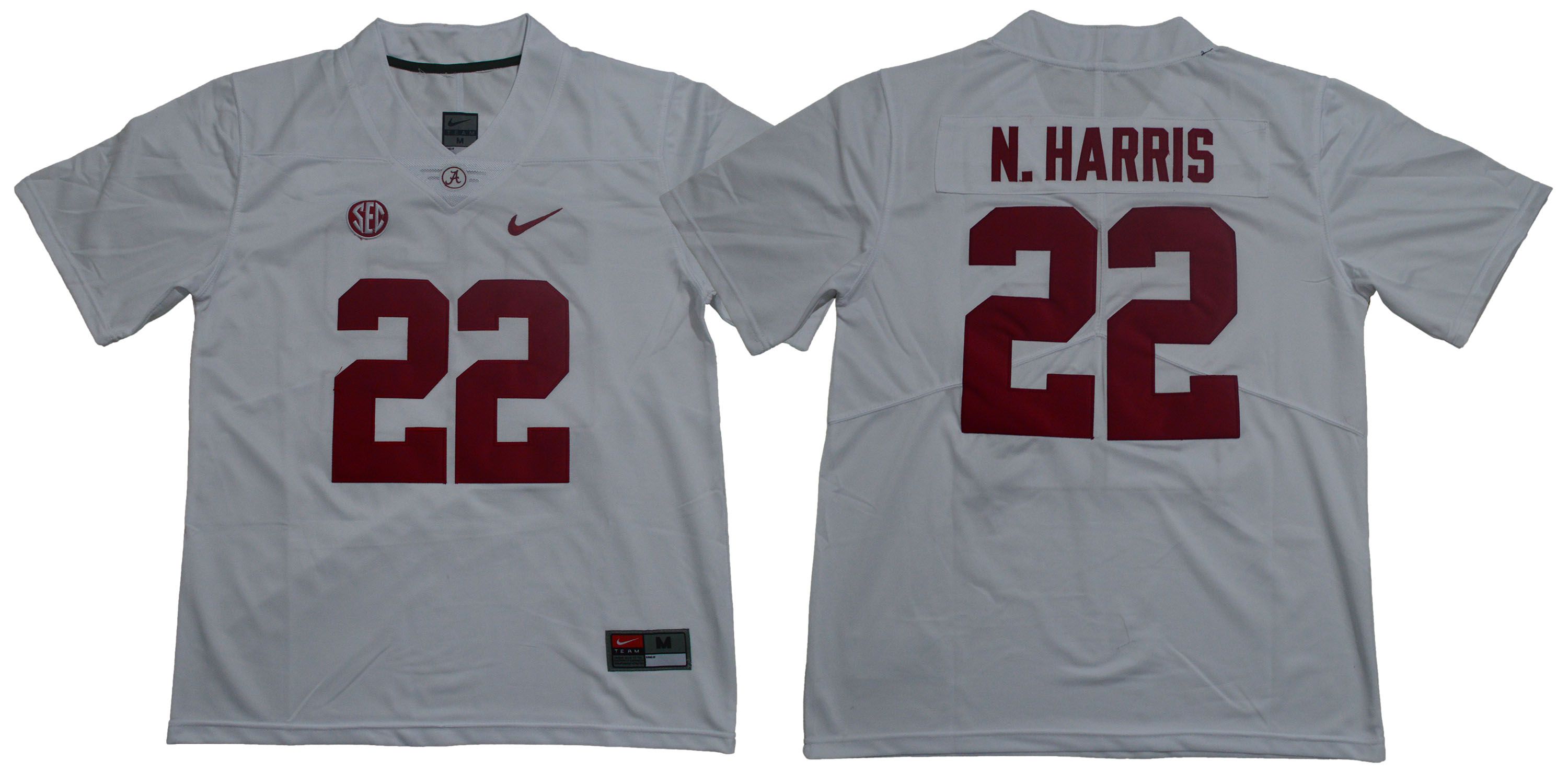 Men Alabama Crimson Tide #22 N.Harris White Legendary Edition NCAA Jerseys->ncaa teams->NCAA Jersey